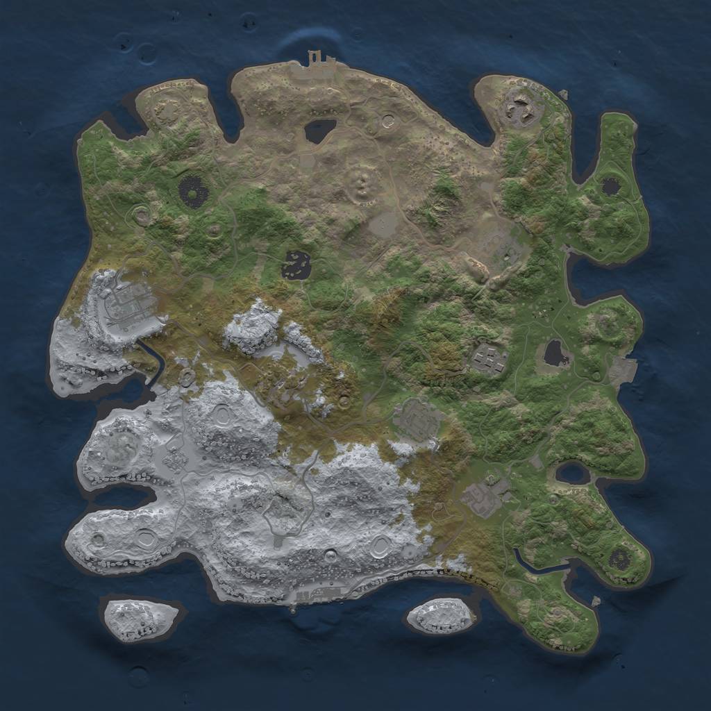 Rust Map: Procedural Map, Size: 3450, Seed: 34624820, 16 Monuments