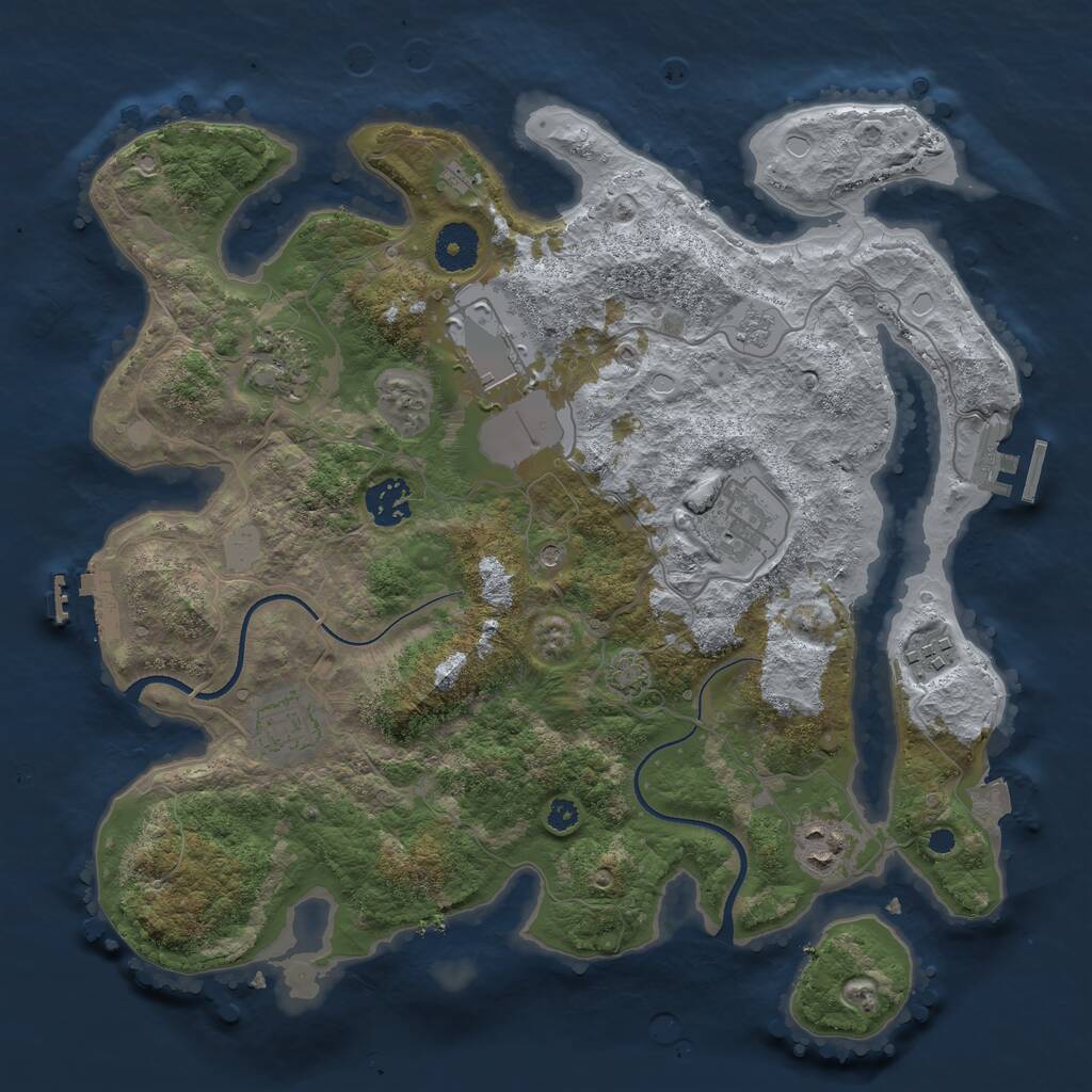Rust Map: Procedural Map, Size: 3500, Seed: 601962990, 13 Monuments