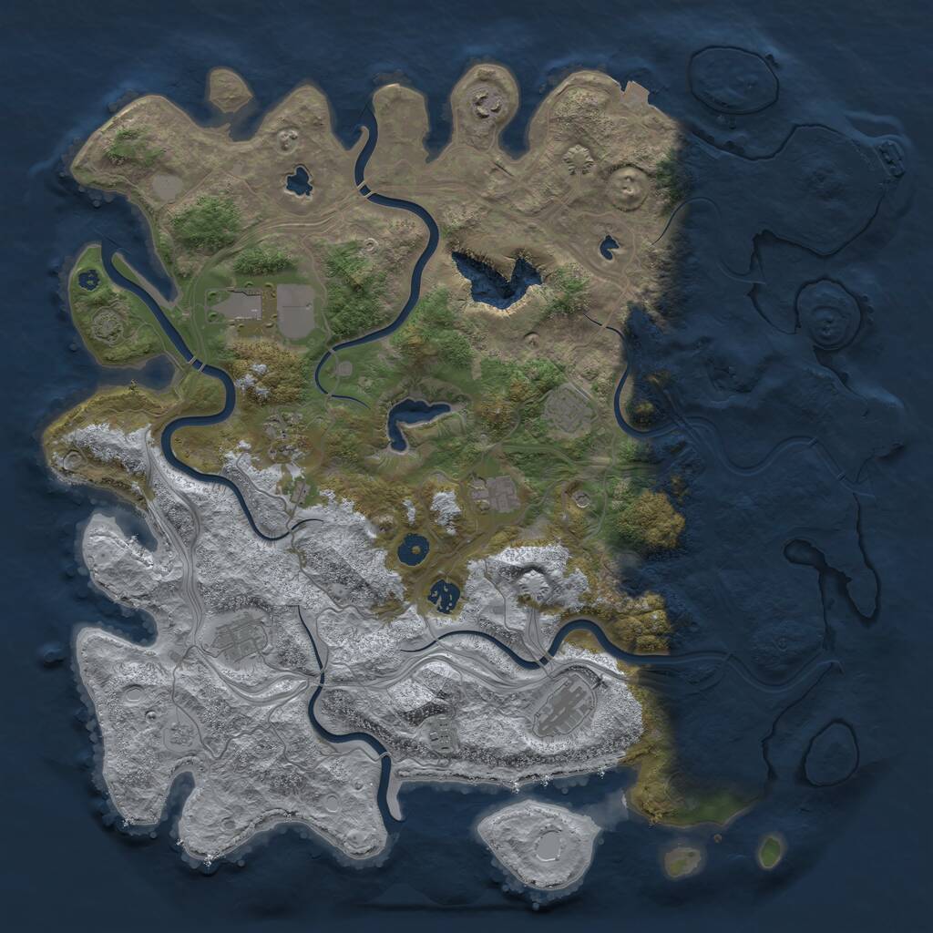 Rust Map: Procedural Map, Size: 4500, Seed: 1351228635, 15 Monuments