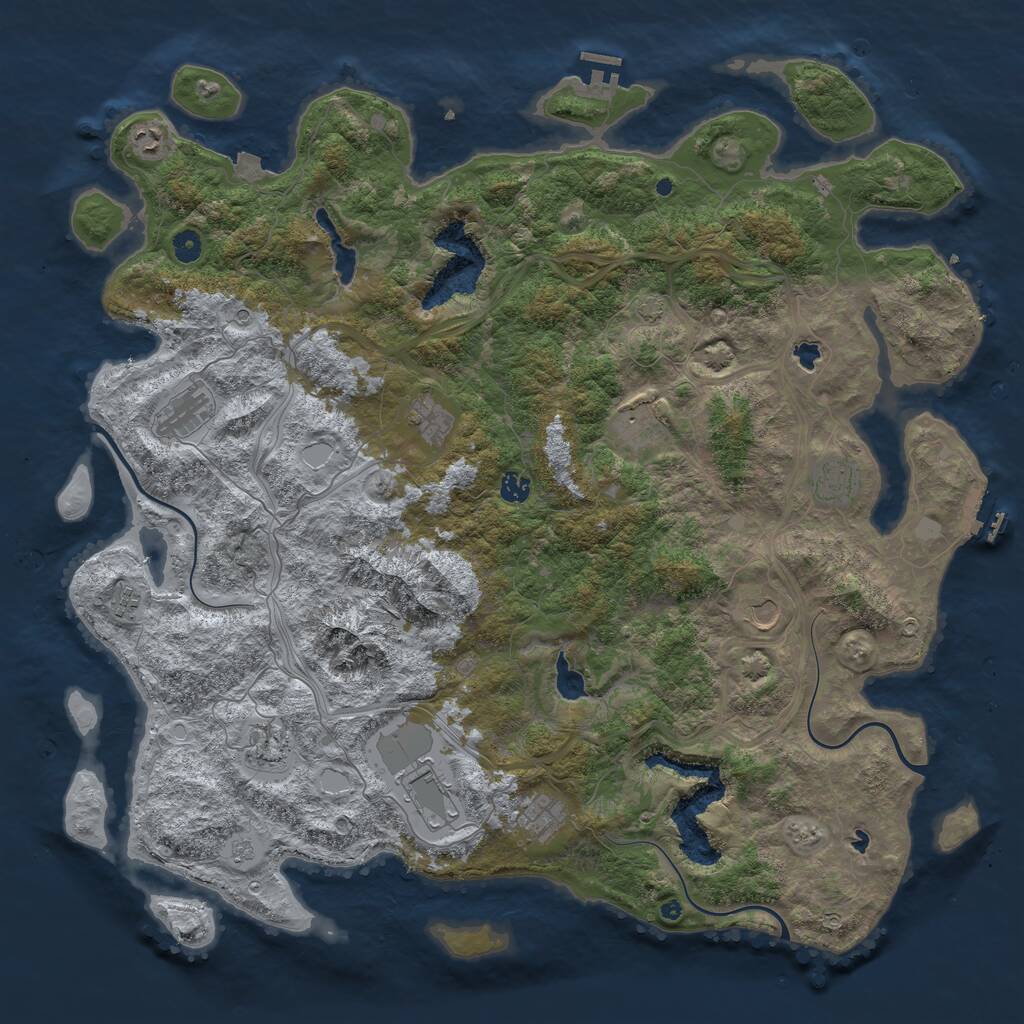 Rust Map: Procedural Map, Size: 5000, Seed: 1395384666, 17 Monuments