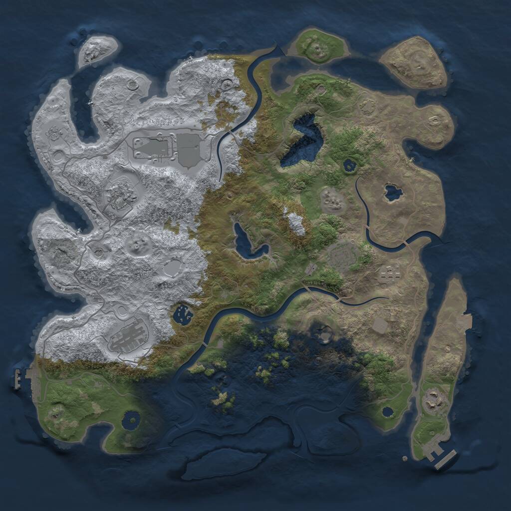 Rust Map: Procedural Map, Size: 4000, Seed: 121427645, 14 Monuments