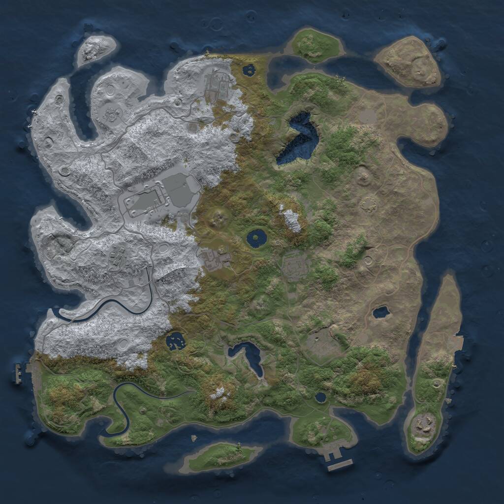Rust Map: Procedural Map, Size: 4000, Seed: 121427645, 14 Monuments