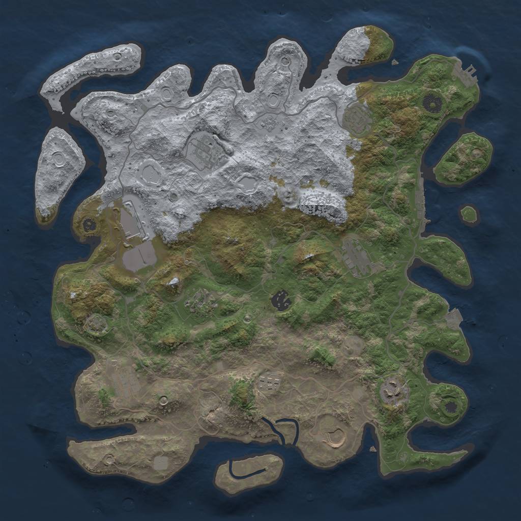 Rust Map: Procedural Map, Size: 4000, Seed: 1889, 18 Monuments