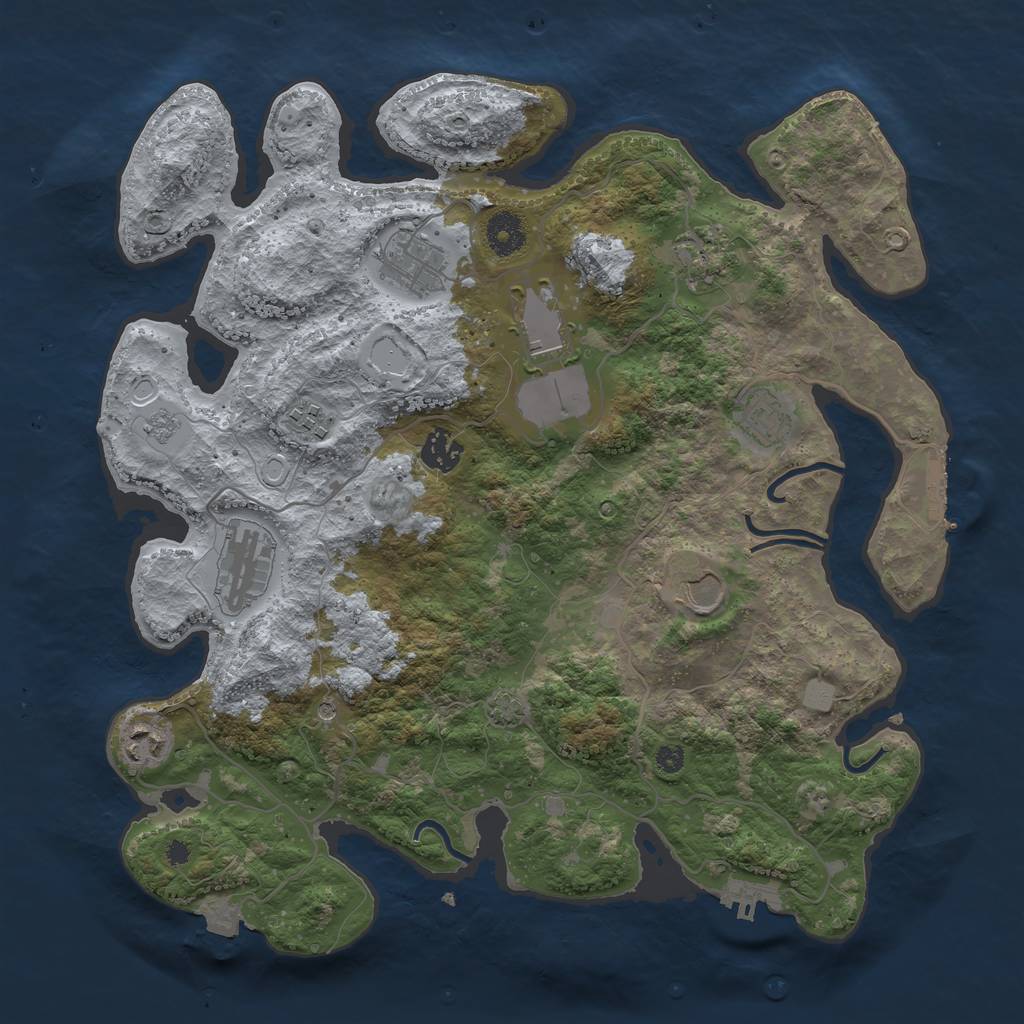 Rust Map: Procedural Map, Size: 3700, Seed: 761428, 17 Monuments