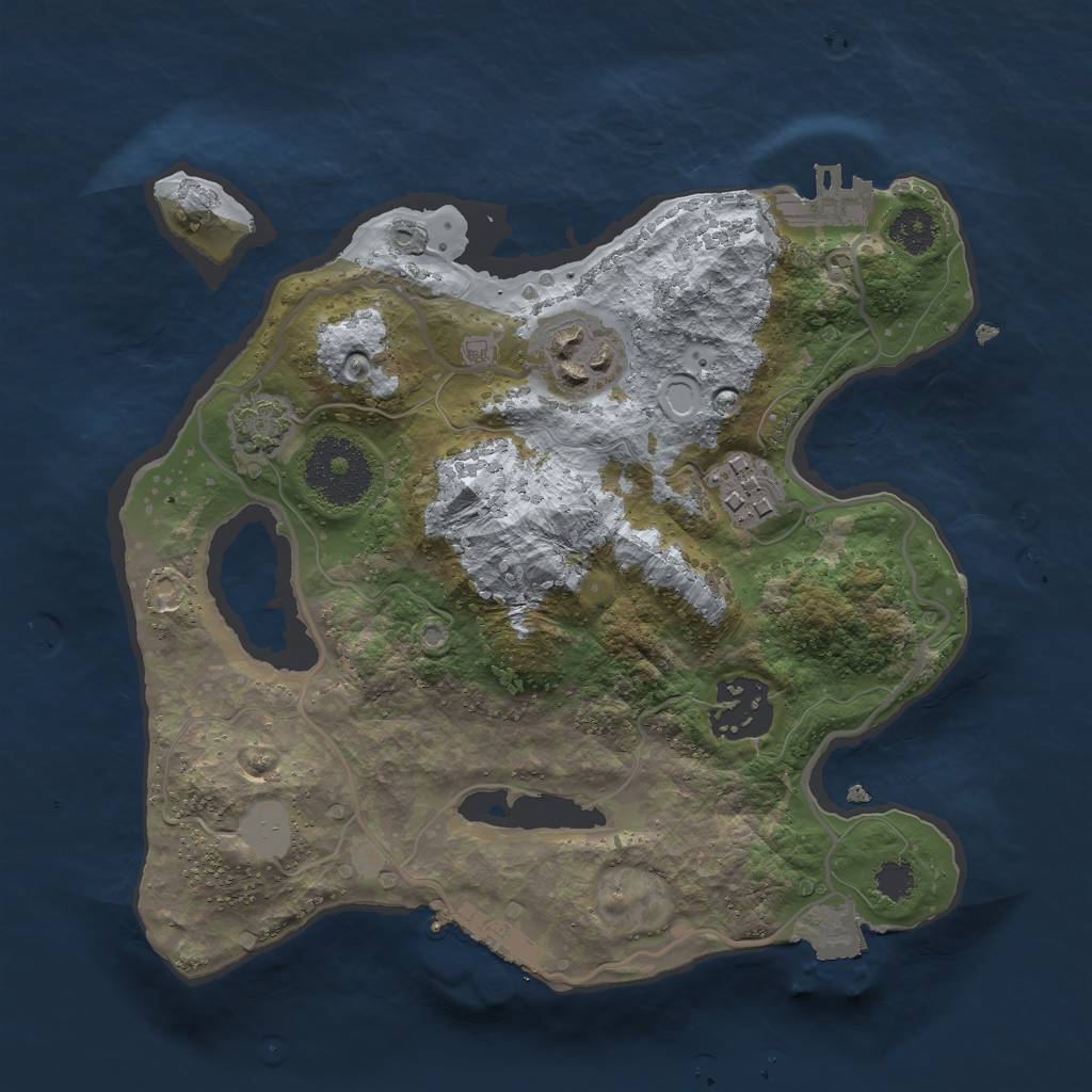 Rust Map: Procedural Map, Size: 2500, Seed: 660705396, 9 Monuments