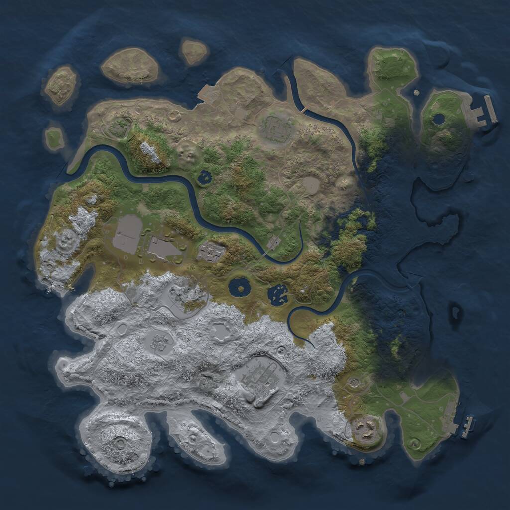 Rust Map: Procedural Map, Size: 3600, Seed: 29148617, 13 Monuments