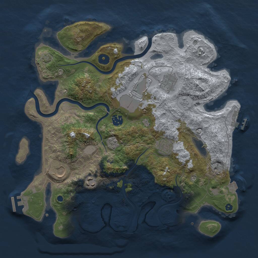 Rust Map: Procedural Map, Size: 3500, Seed: 1102461865, 13 Monuments