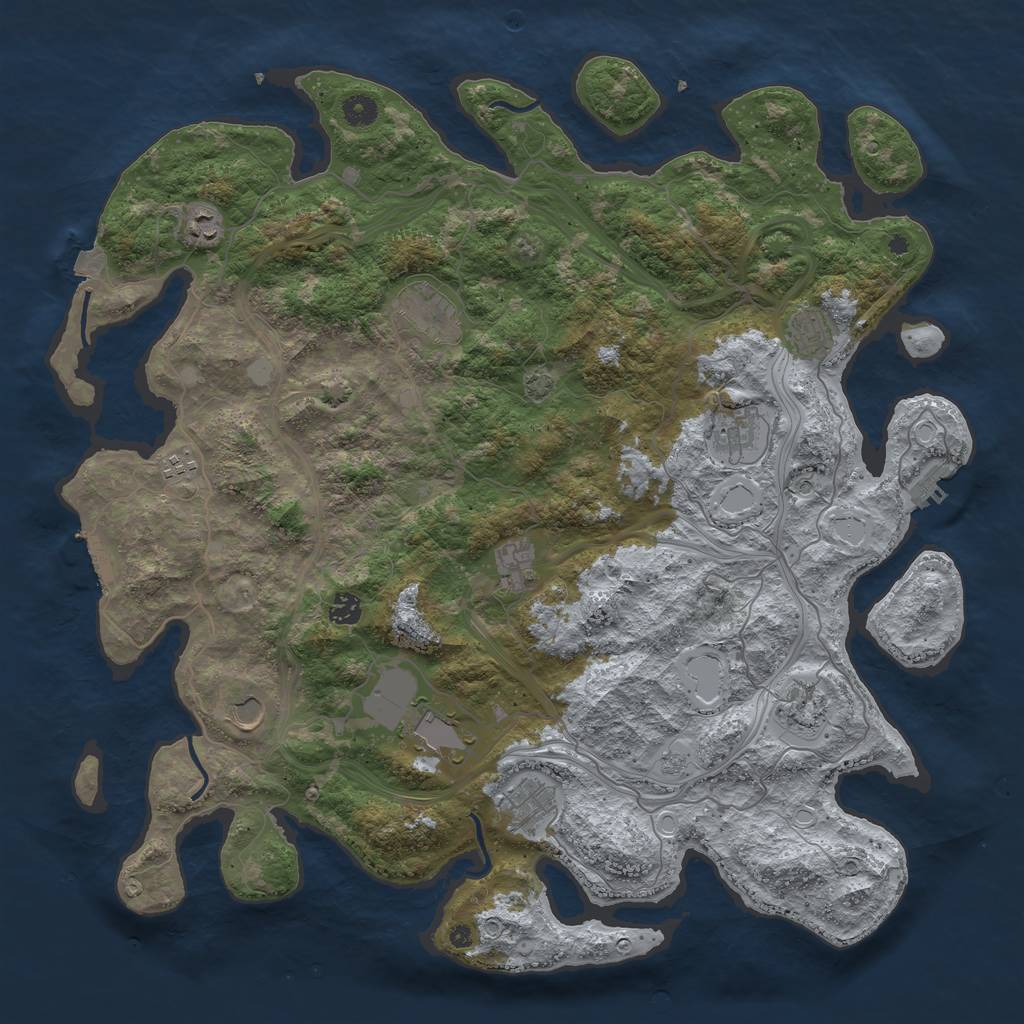 Rust Map: Procedural Map, Size: 4600, Seed: 207659227, 19 Monuments