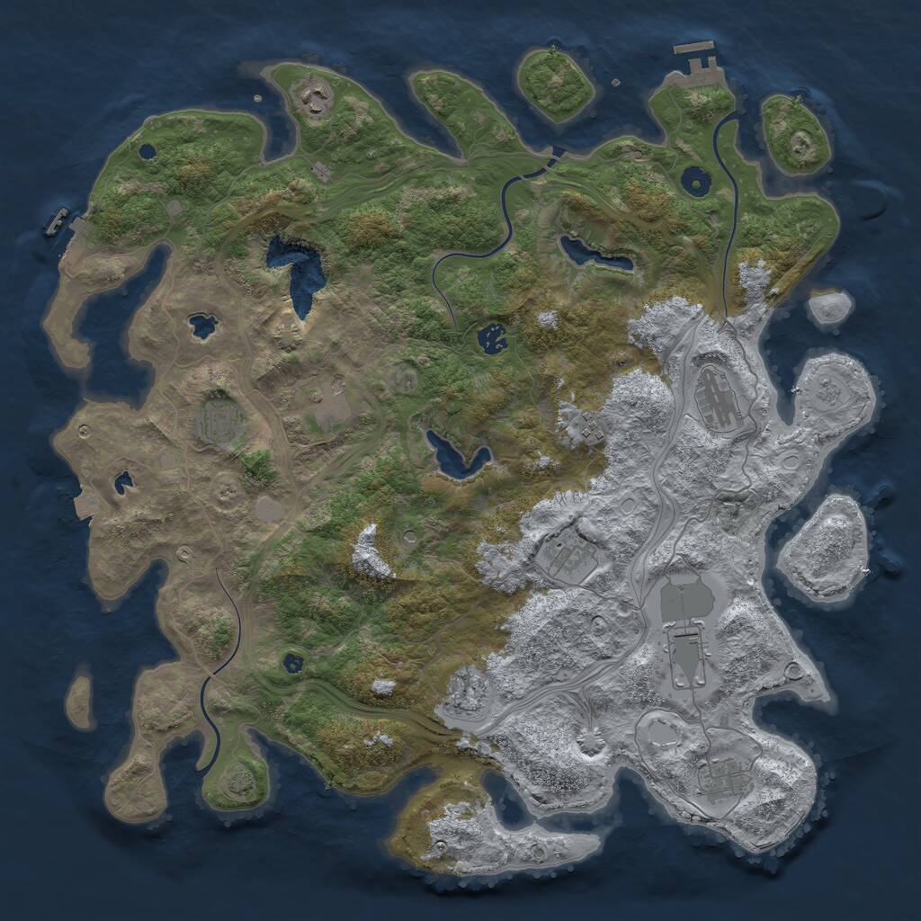 Rust Map: Procedural Map, Size: 4600, Seed: 207659227, 16 Monuments