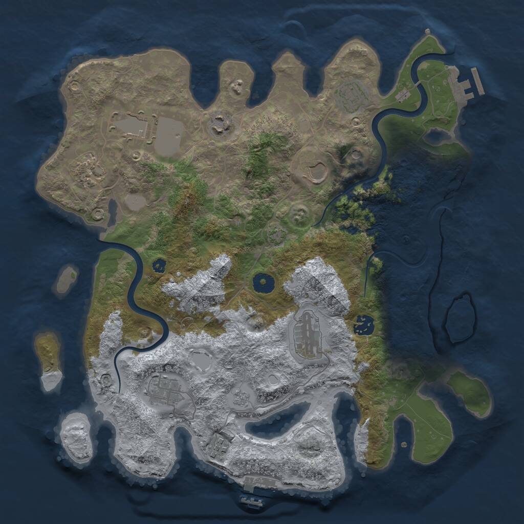 Rust Map: Procedural Map, Size: 3700, Seed: 473672, 15 Monuments