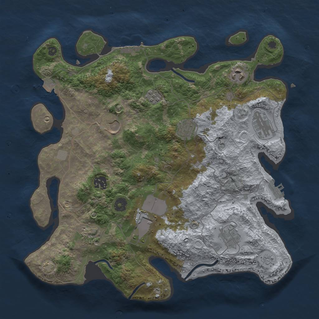 Rust Map: Procedural Map, Size: 3500, Seed: 79671817, 17 Monuments