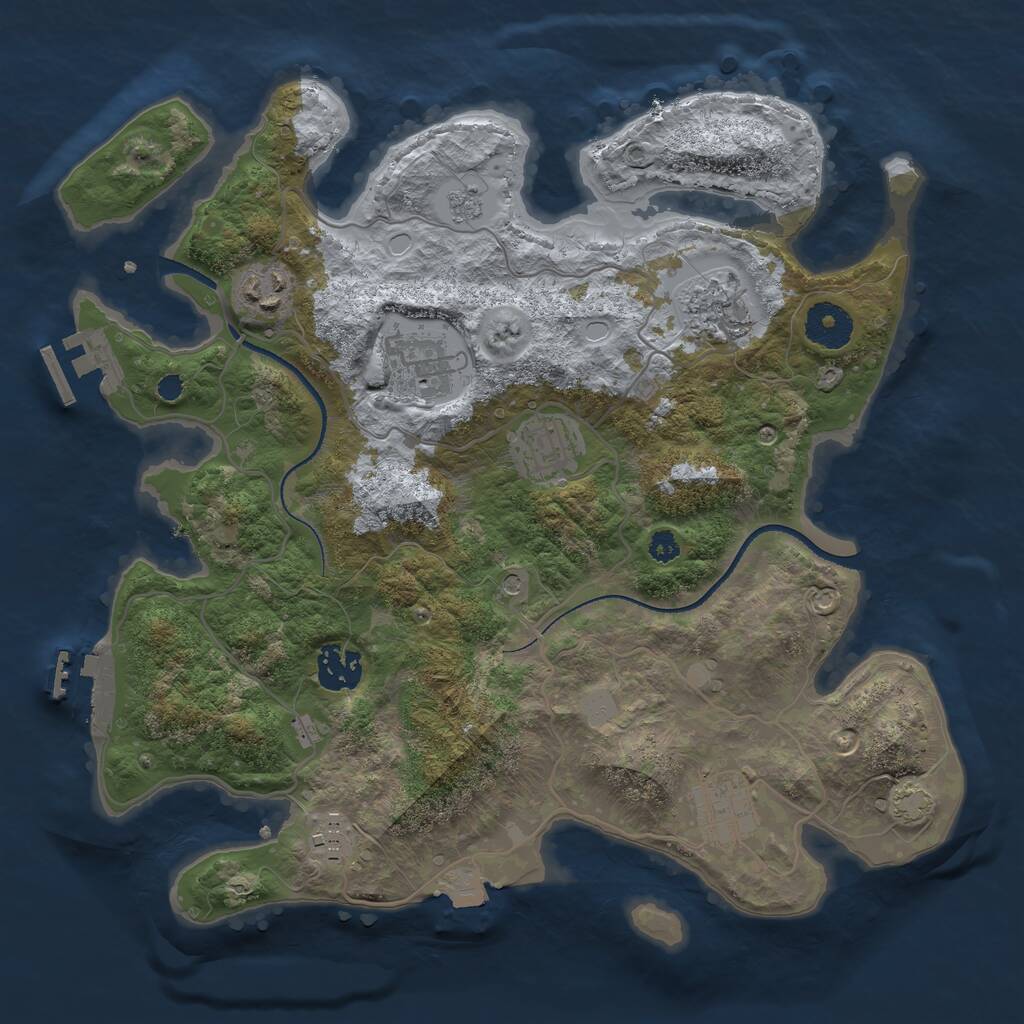 Rust Map: Procedural Map, Size: 3300, Seed: 2066714839, 13 Monuments