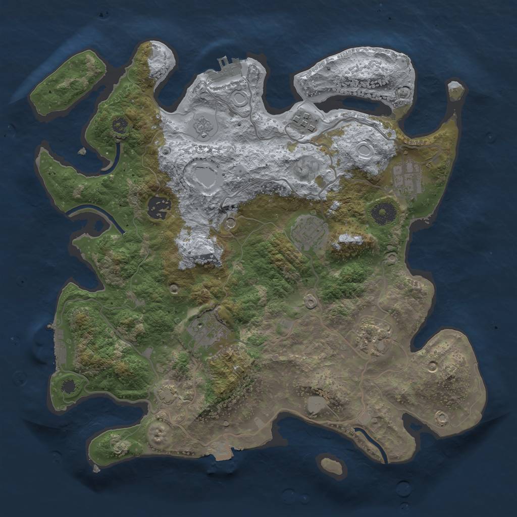 Rust Map: Procedural Map, Size: 3300, Seed: 2066714839, 14 Monuments