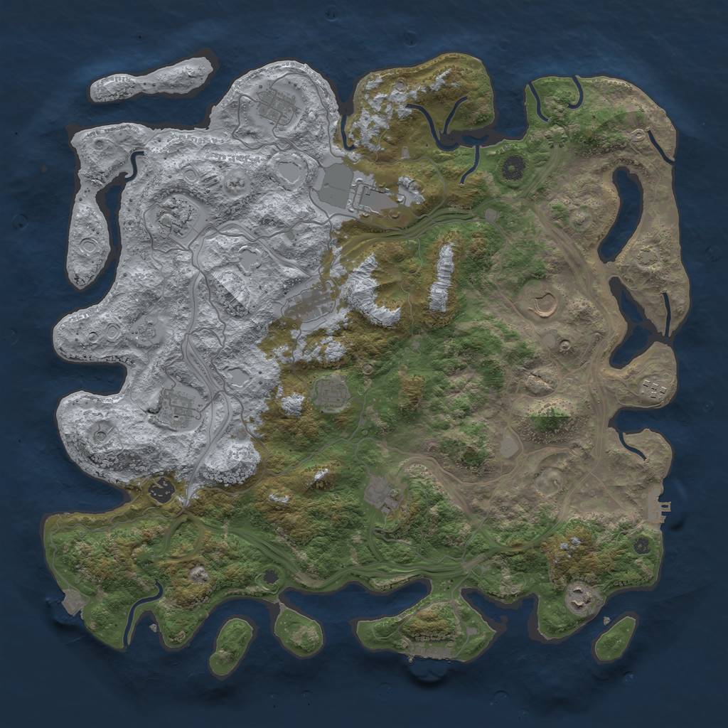 Rust Map: Procedural Map, Size: 4500, Seed: 1783788828, 19 Monuments