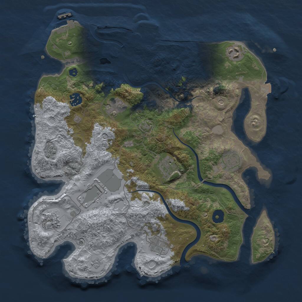 Rust Map: Procedural Map, Size: 3500, Seed: 35036323, 15 Monuments