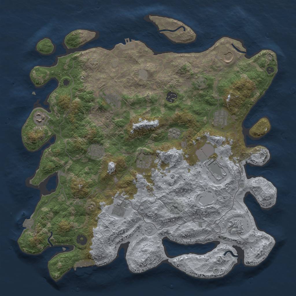 Rust Map: Procedural Map, Size: 4100, Seed: 13770875, 19 Monuments