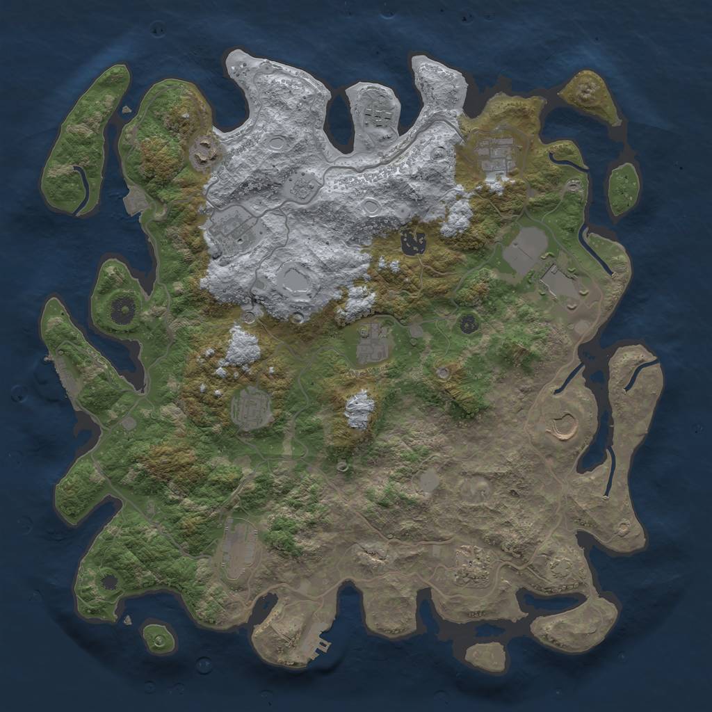 Rust Map: Procedural Map, Size: 4000, Seed: 282150021, 19 Monuments