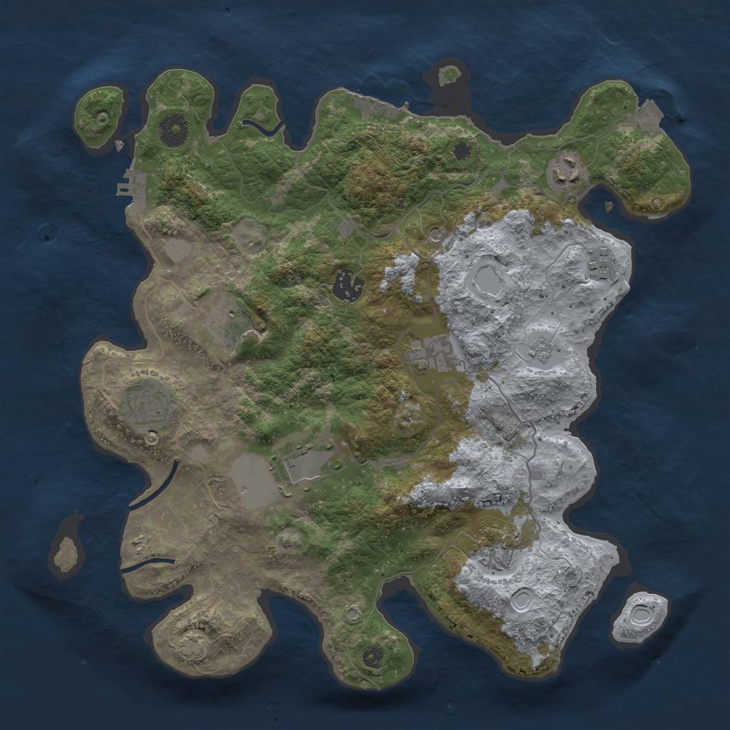 Rust Map: Procedural Map, Size: 3500, Seed: 1620586967, 16 Monuments