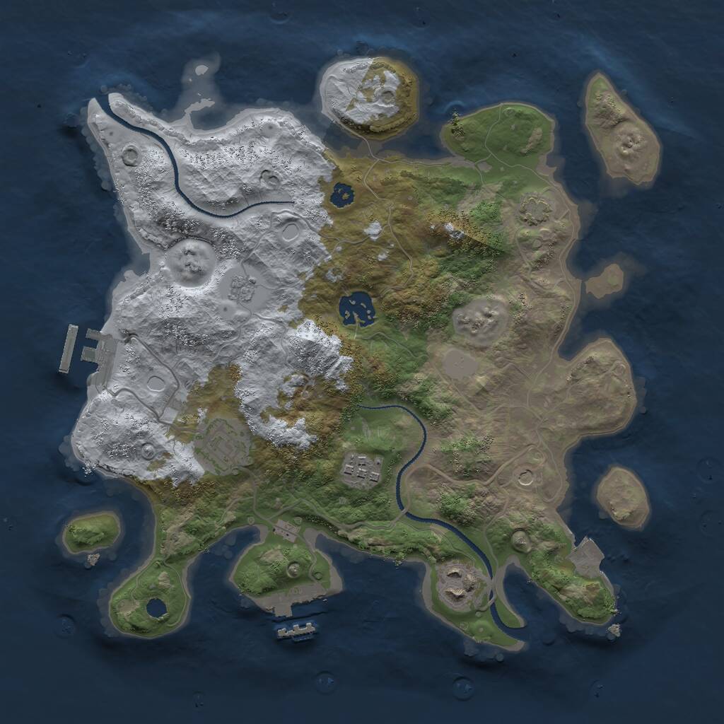 Rust Map: Procedural Map, Size: 3000, Seed: 7291256, 10 Monuments
