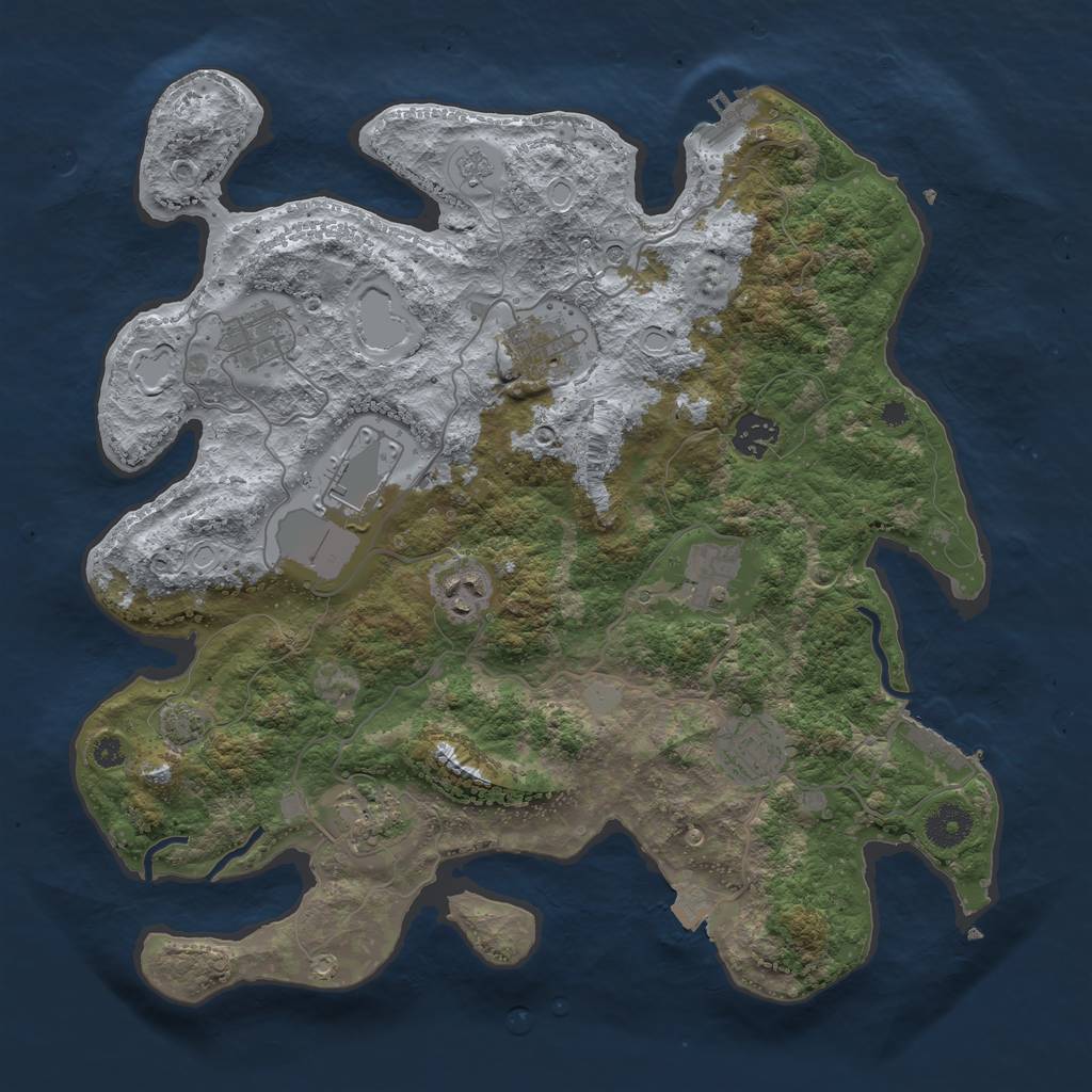 Rust Map: Procedural Map, Size: 3700, Seed: 898354, 16 Monuments