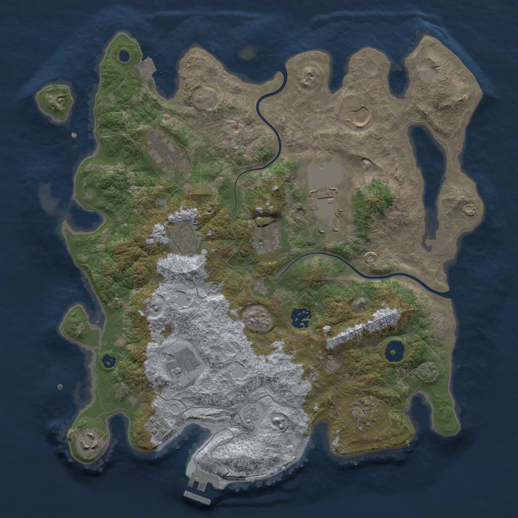 Rust Map: Procedural Map, Size: 3800, Seed: 3727000, 15 Monuments
