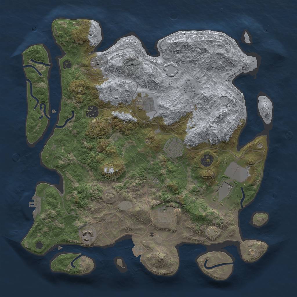 Rust Map: Procedural Map, Size: 3500, Seed: 1750081293, 14 Monuments