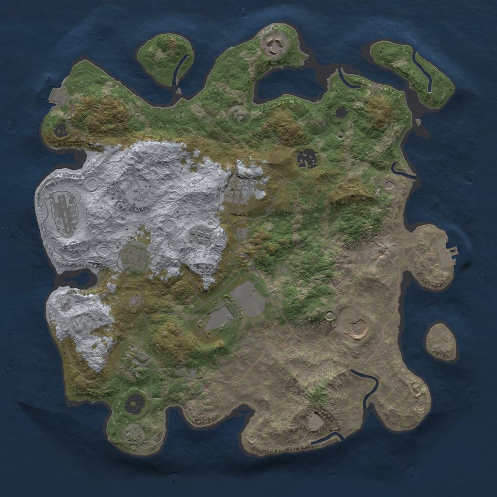 Rust Map: Procedural Map, Size: 3700, Seed: 550922, 16 Monuments