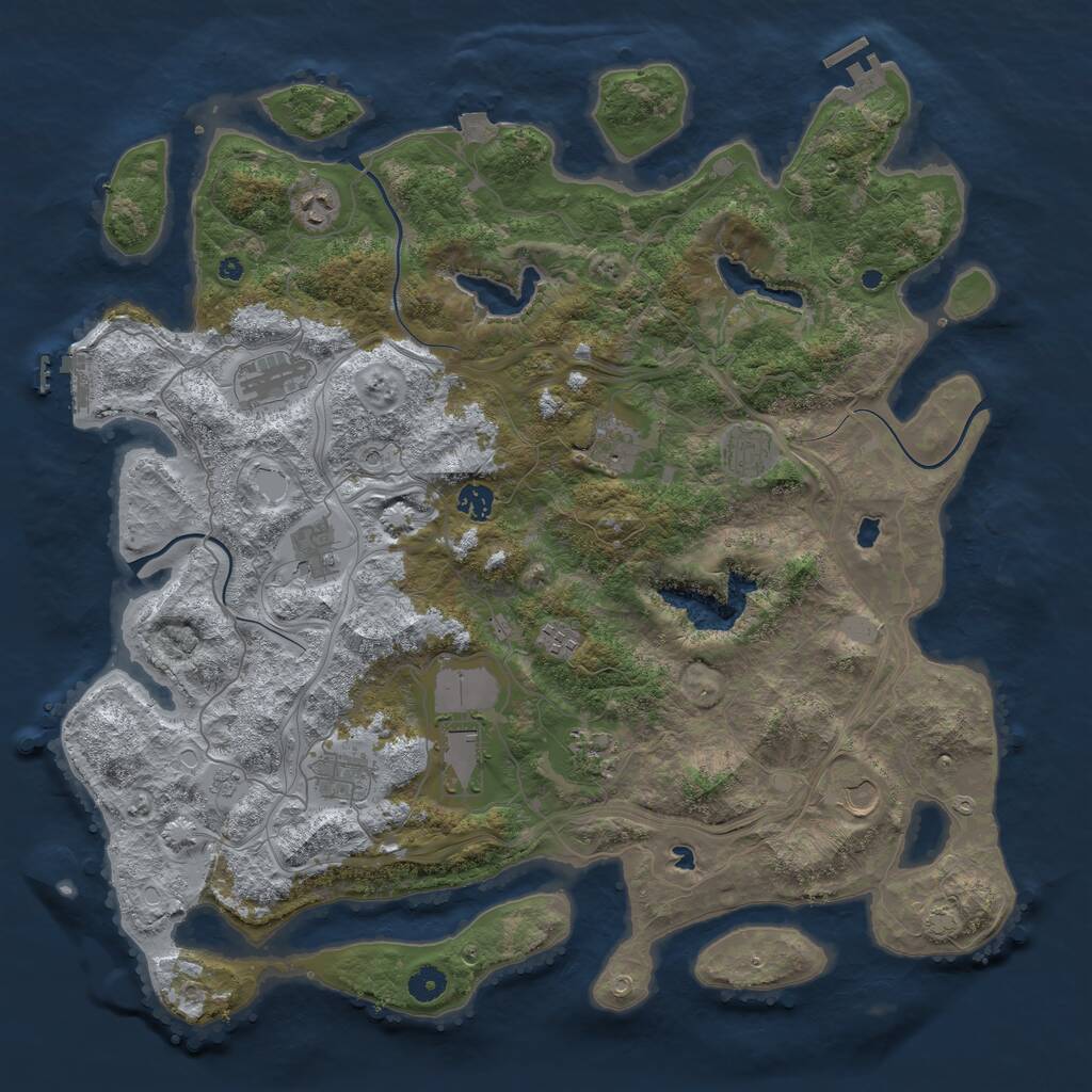 Rust Map: Procedural Map, Size: 4500, Seed: 329895136, 17 Monuments