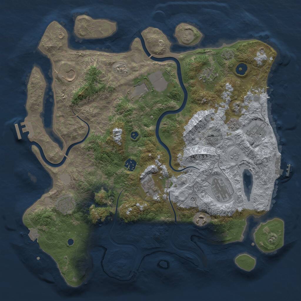 Rust Map: Procedural Map, Size: 3900, Seed: 34962993, 16 Monuments