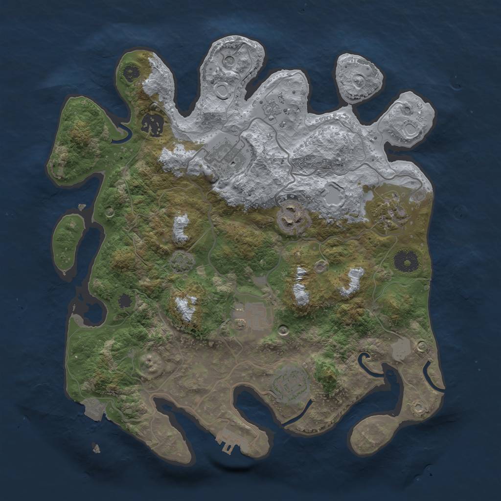 Rust Map: Procedural Map, Size: 3200, Seed: 748965214, 13 Monuments