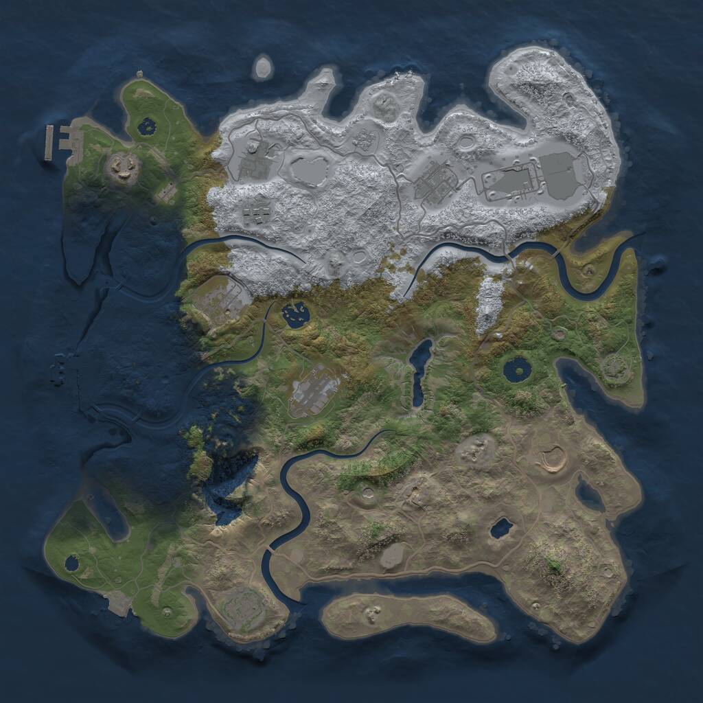 Rust Map: Procedural Map, Size: 4000, Seed: 409952974, 16 Monuments