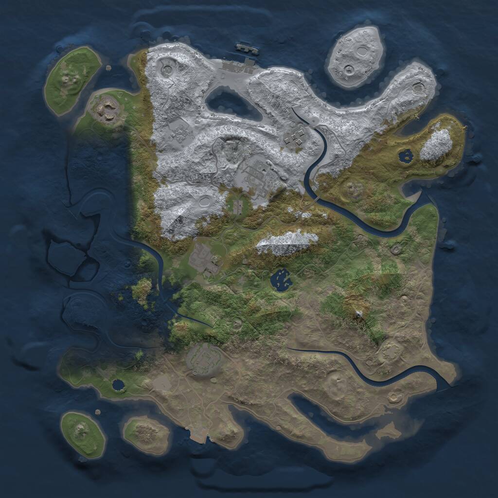 Rust Map: Procedural Map, Size: 3500, Seed: 135315789, 11 Monuments