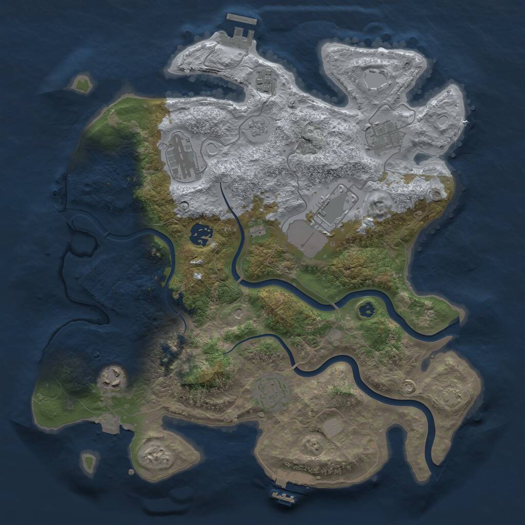 Rust Map: Procedural Map, Size: 3500, Seed: 1649939849, 13 Monuments