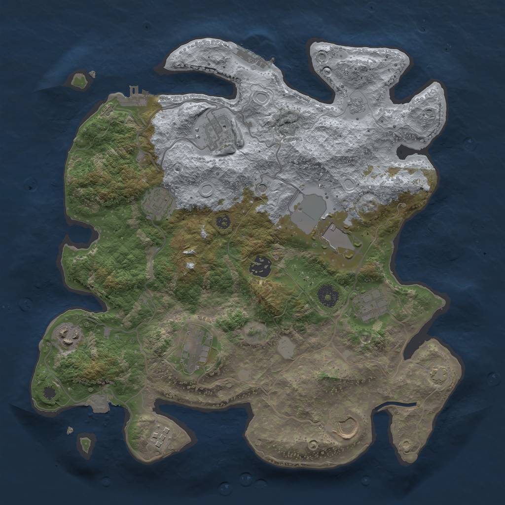 Rust Map: Procedural Map, Size: 3500, Seed: 1649939849, 17 Monuments