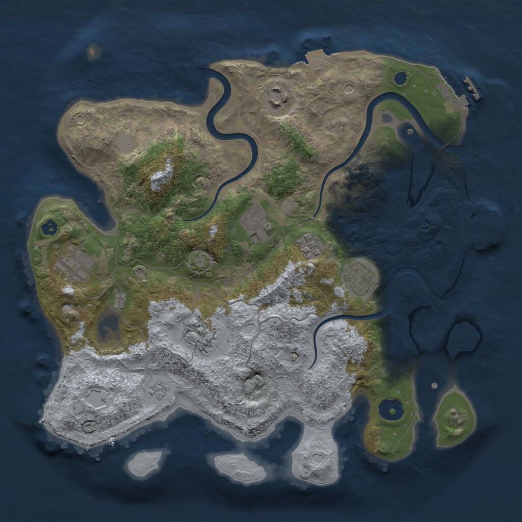 Rust Map: Procedural Map, Size: 3300, Seed: 1629549857, 12 Monuments