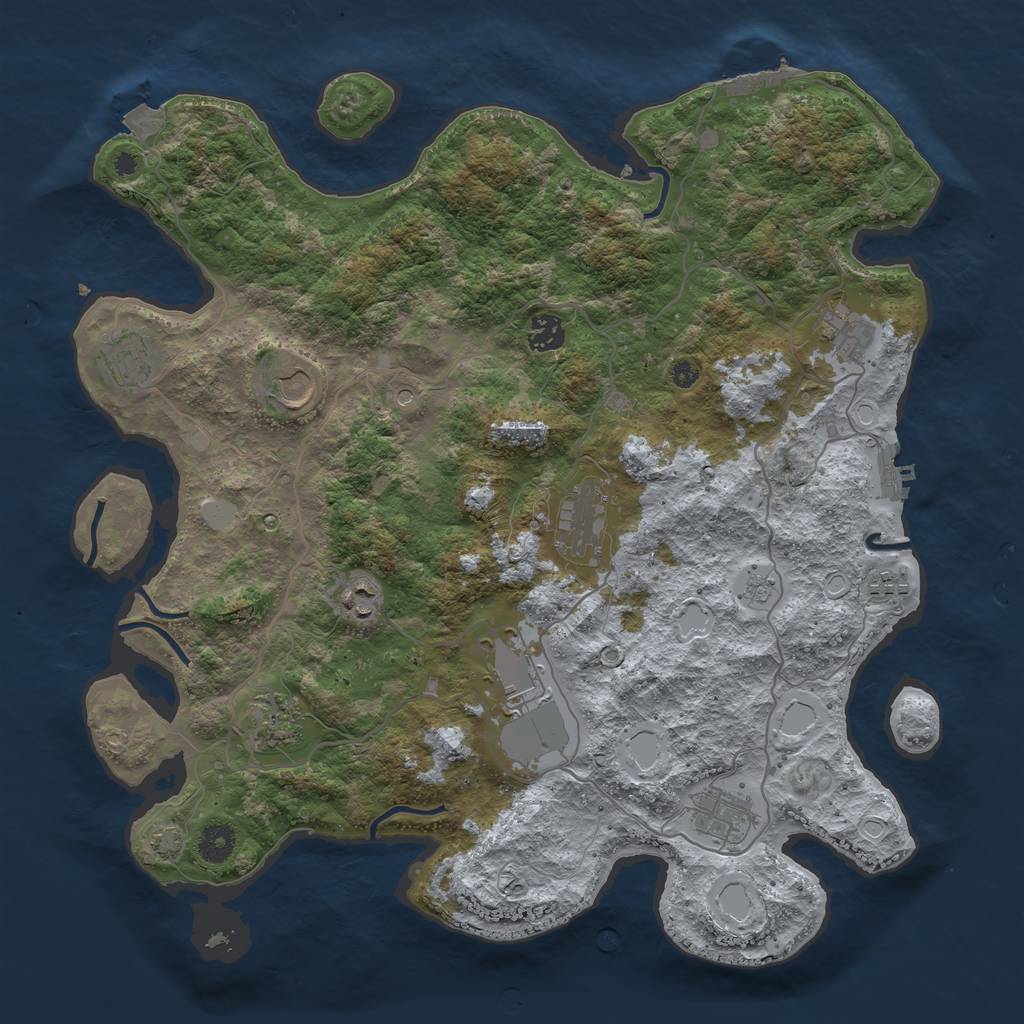 Rust Map: Procedural Map, Size: 4000, Seed: 496074600, 18 Monuments