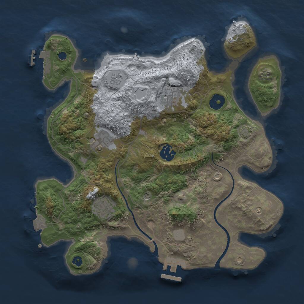 Rust Map: Procedural Map, Size: 3000, Seed: 12564, 10 Monuments