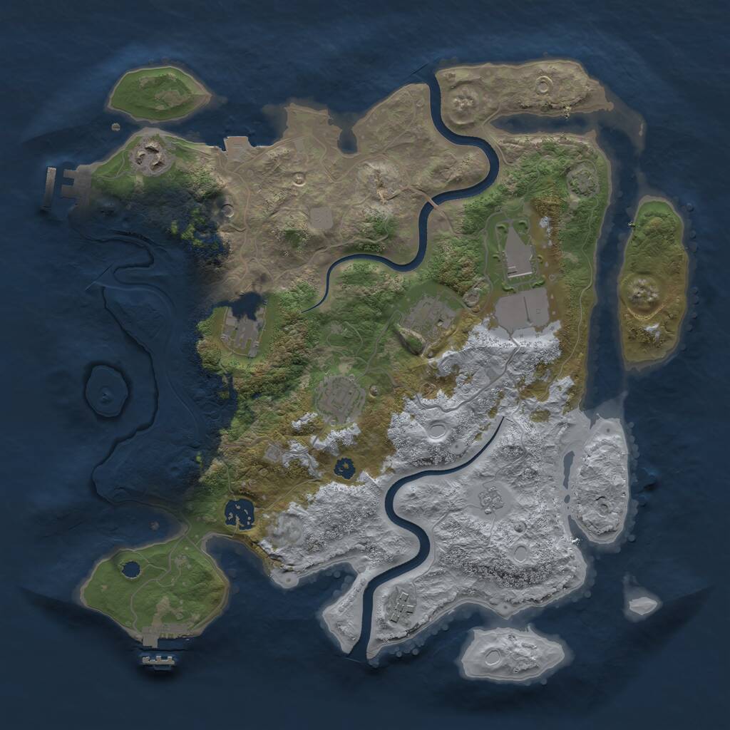 Rust Map: Procedural Map, Size: 3500, Seed: 78661, 13 Monuments