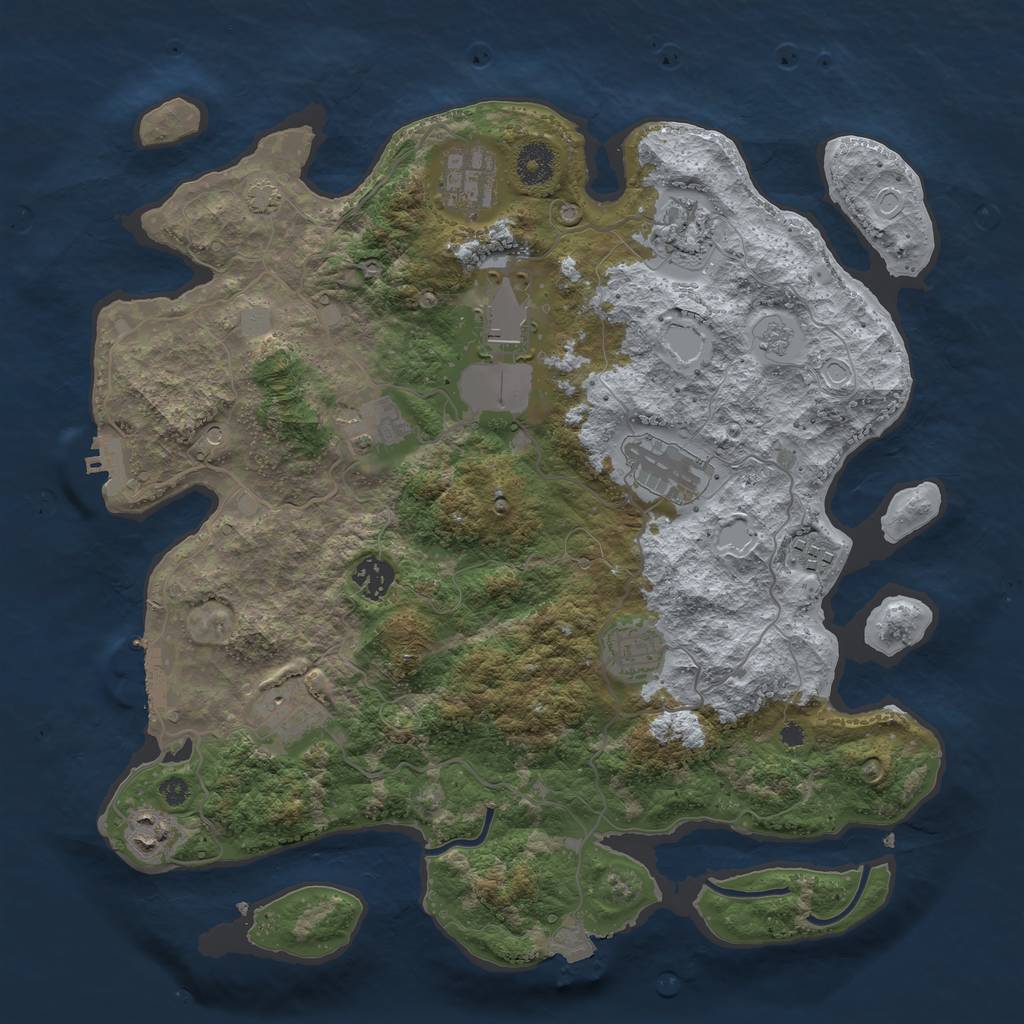 Rust Map: Procedural Map, Size: 3750, Seed: 759383403, 18 Monuments