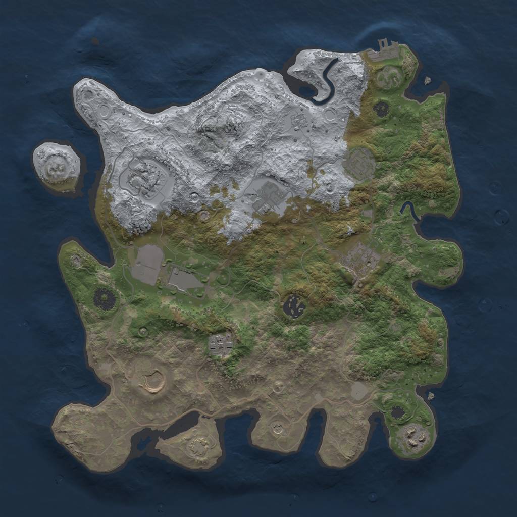 Rust Map: Procedural Map, Size: 3500, Seed: 251530786, 16 Monuments