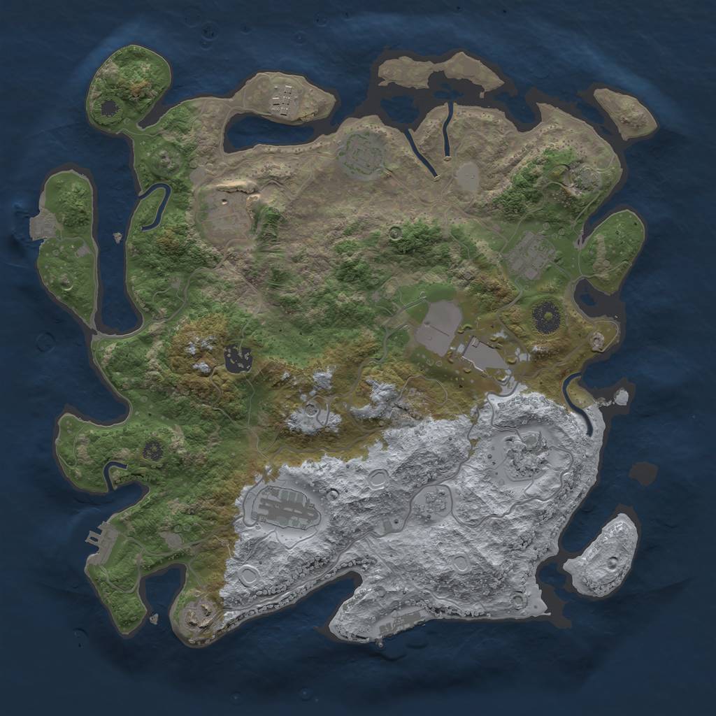 Rust Map: Procedural Map, Size: 3600, Seed: 7331, 17 Monuments