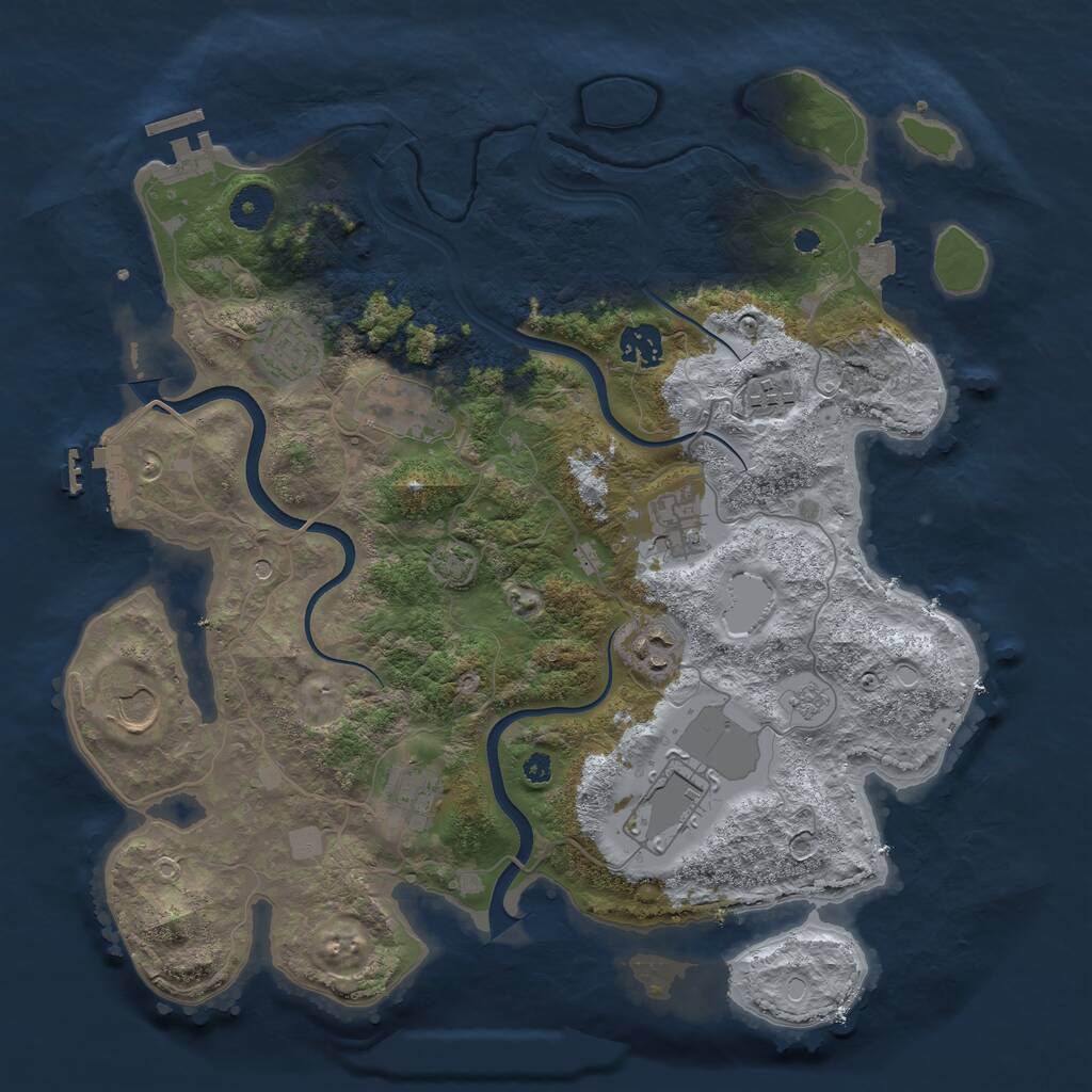 Rust Map: Procedural Map, Size: 3700, Seed: 745558, 15 Monuments