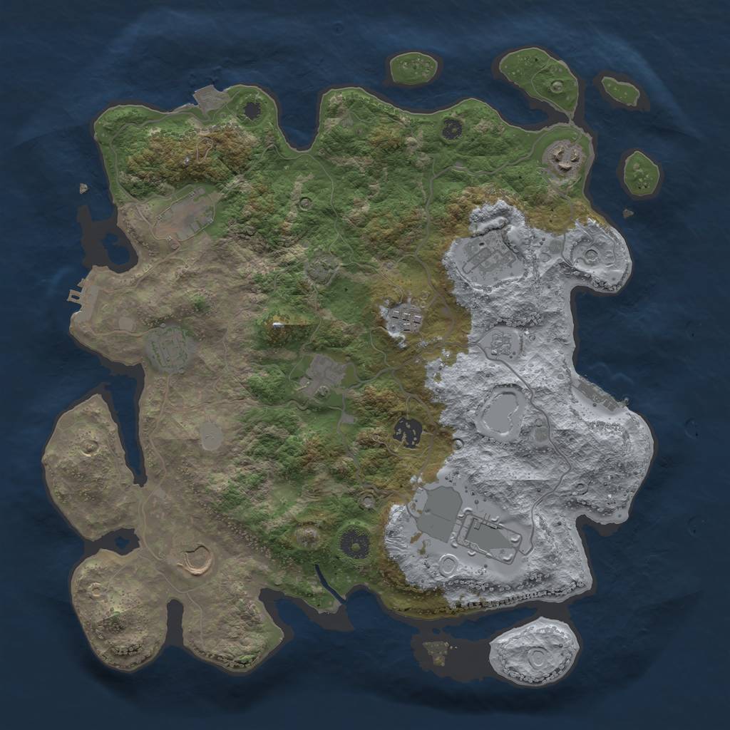 Rust Map: Procedural Map, Size: 3700, Seed: 745558, 17 Monuments