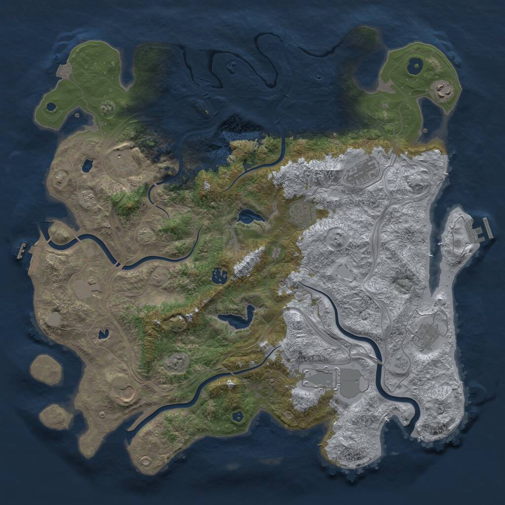 Rust Map: Procedural Map, Size: 4600, Seed: 91496051, 16 Monuments