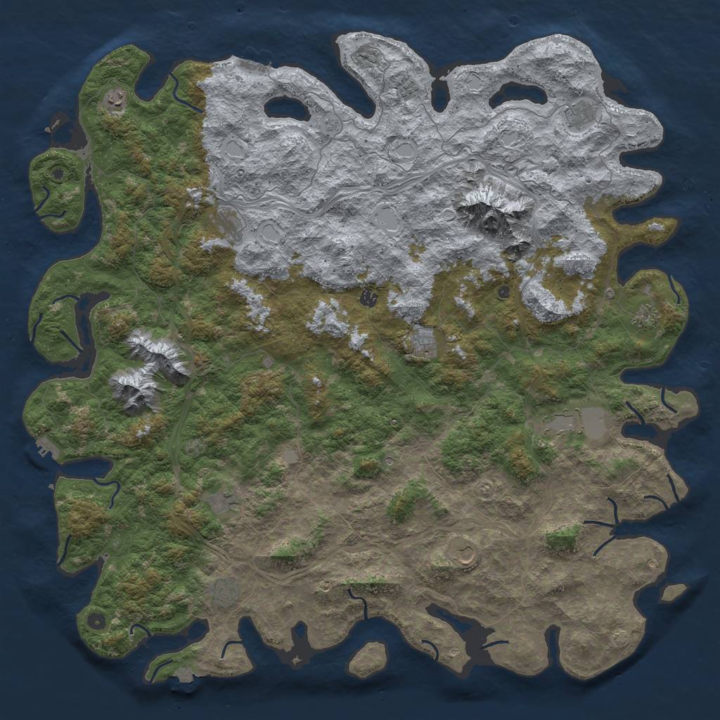 Rust Map: Procedural Map, Size: 6000, Seed: 1395494117, 19 Monuments