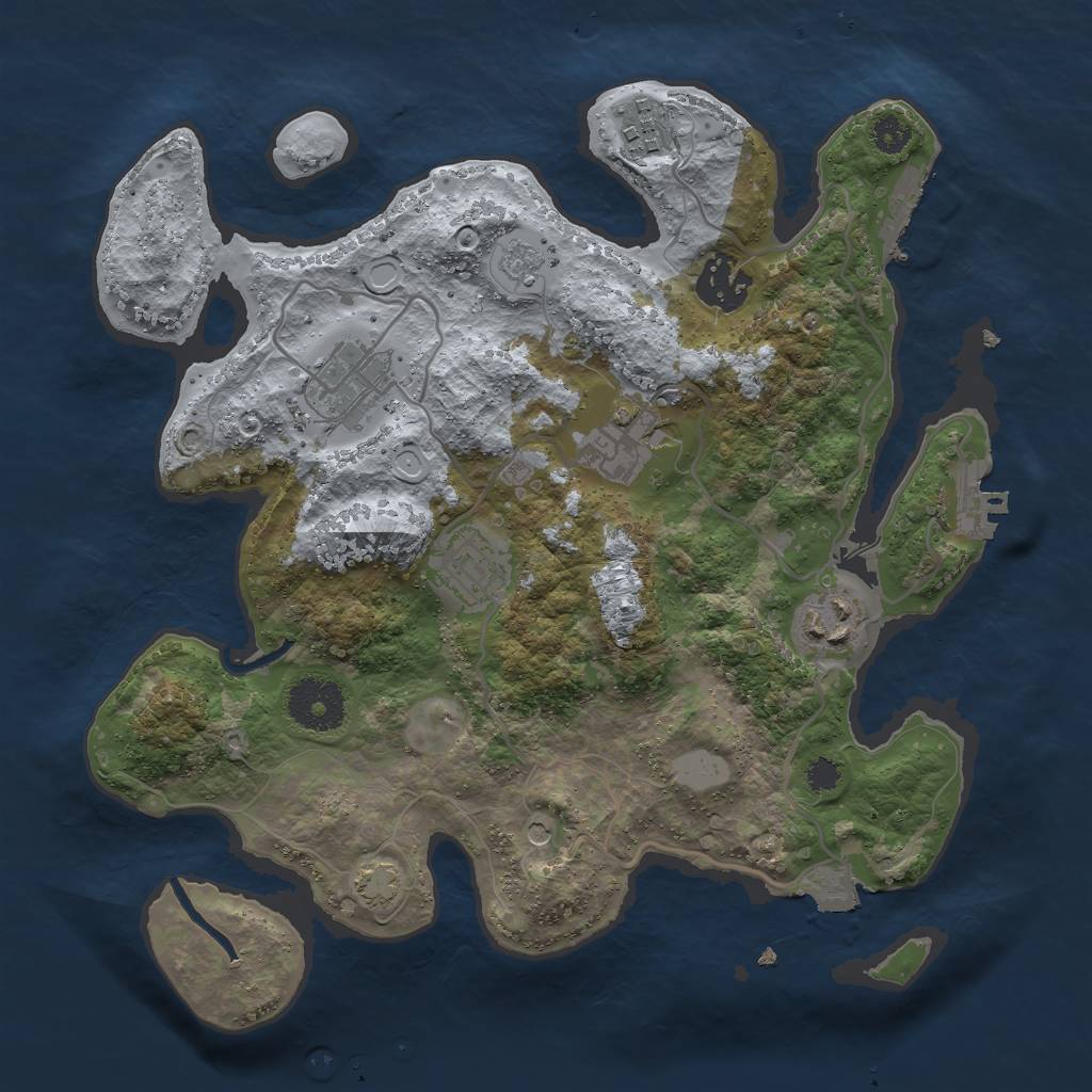 Rust Map: Procedural Map, Size: 3000, Seed: 30230, 14 Monuments