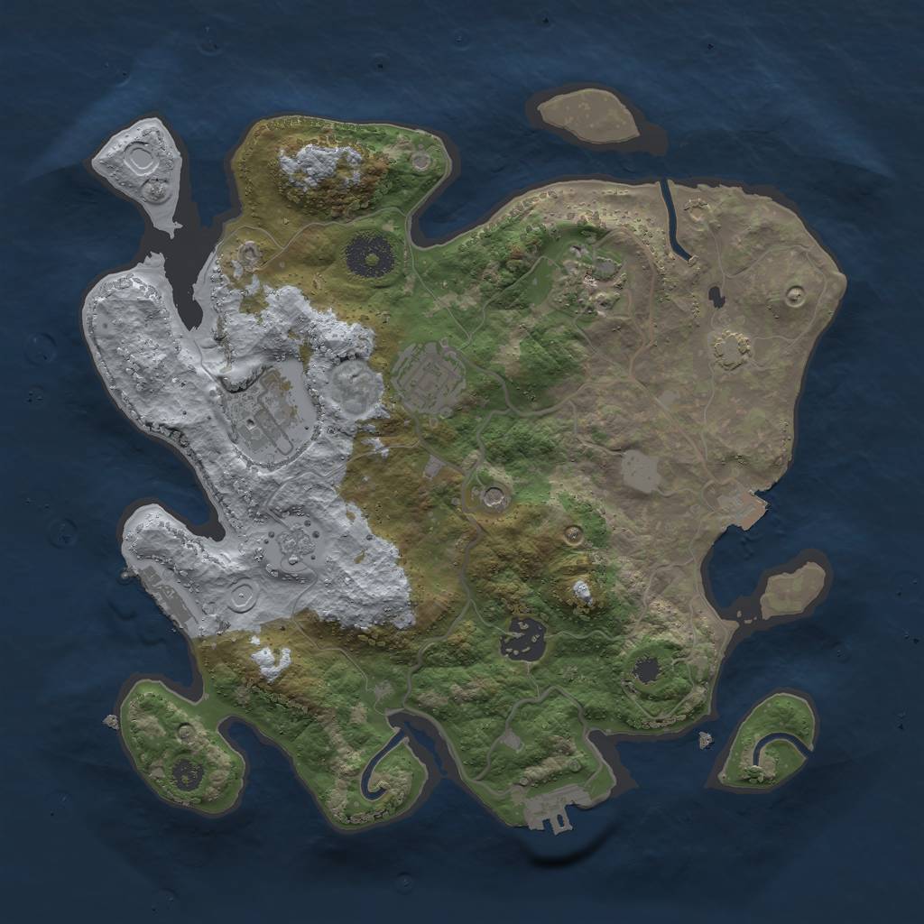 Rust Map: Procedural Map, Size: 3000, Seed: 784689205, 12 Monuments
