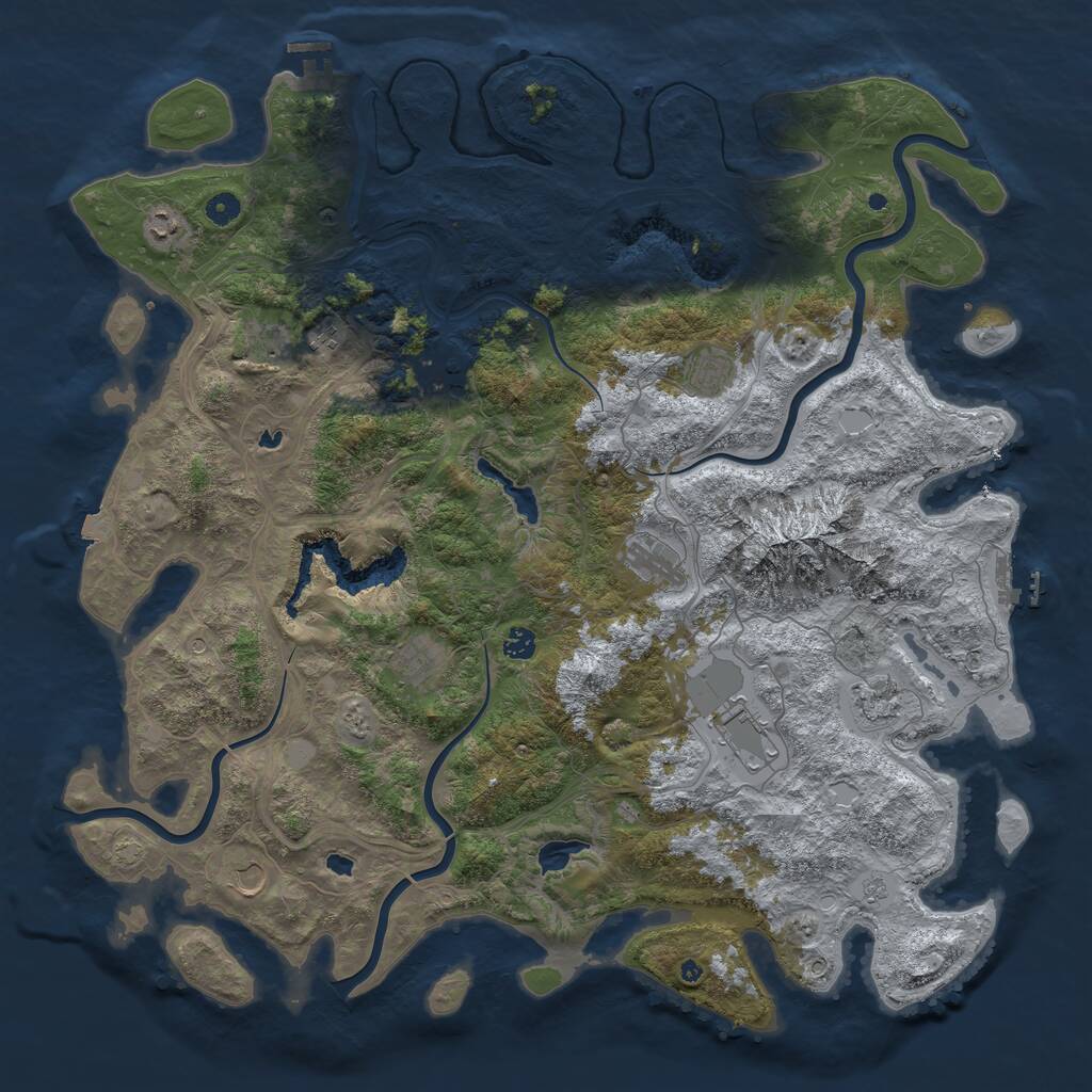 Rust Map: Procedural Map, Size: 5000, Seed: 1866235148, 17 Monuments