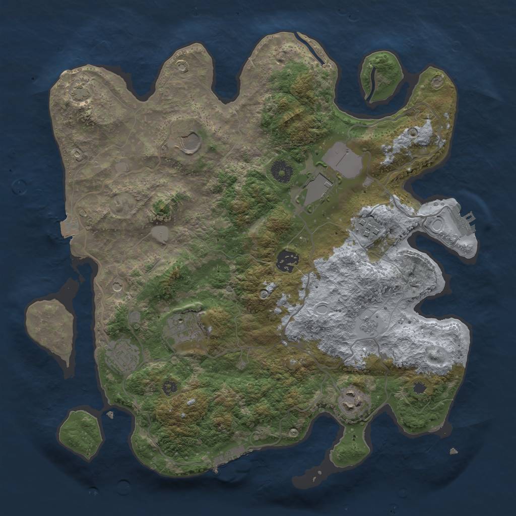 Rust Map: Procedural Map, Size: 3500, Seed: 38491280, 15 Monuments