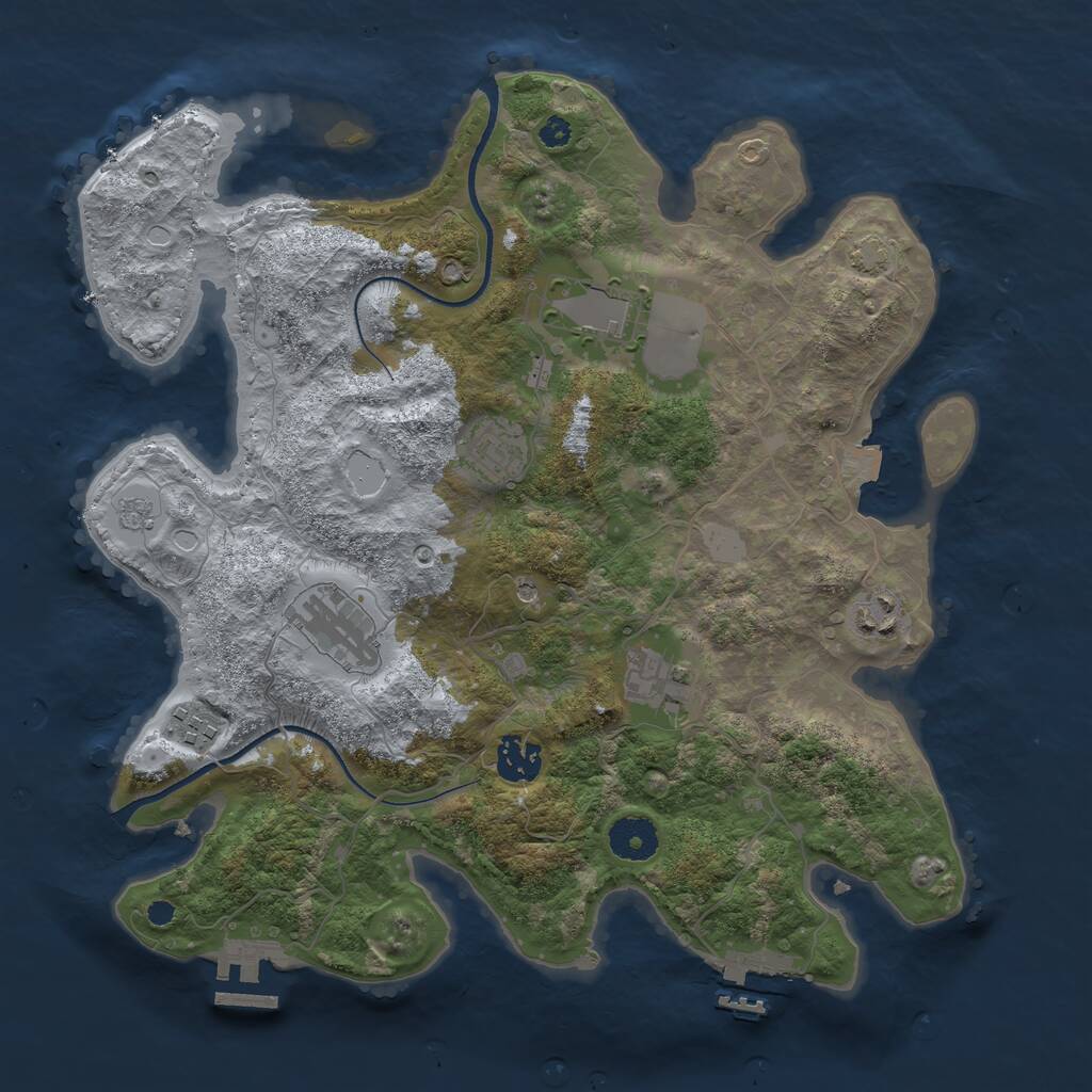 Rust Map: Procedural Map, Size: 3500, Seed: 2021134408, 13 Monuments
